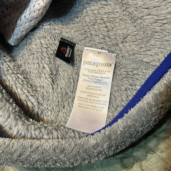 Patagonia pullover Polartec Medium Gray/ Blue Re-Tooled Quarter Snap - Picture 6 of 6